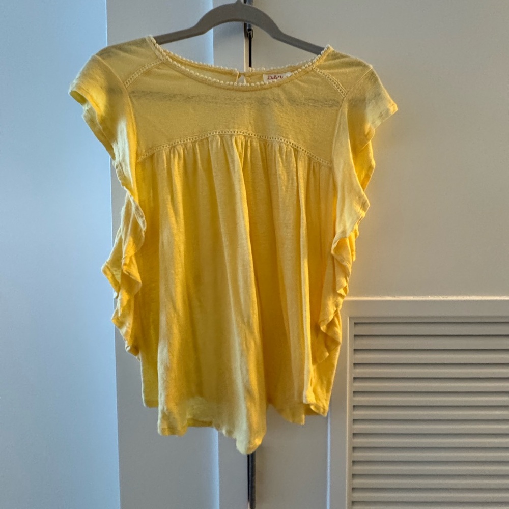 Deletta Butter Yellow Ruffle Top